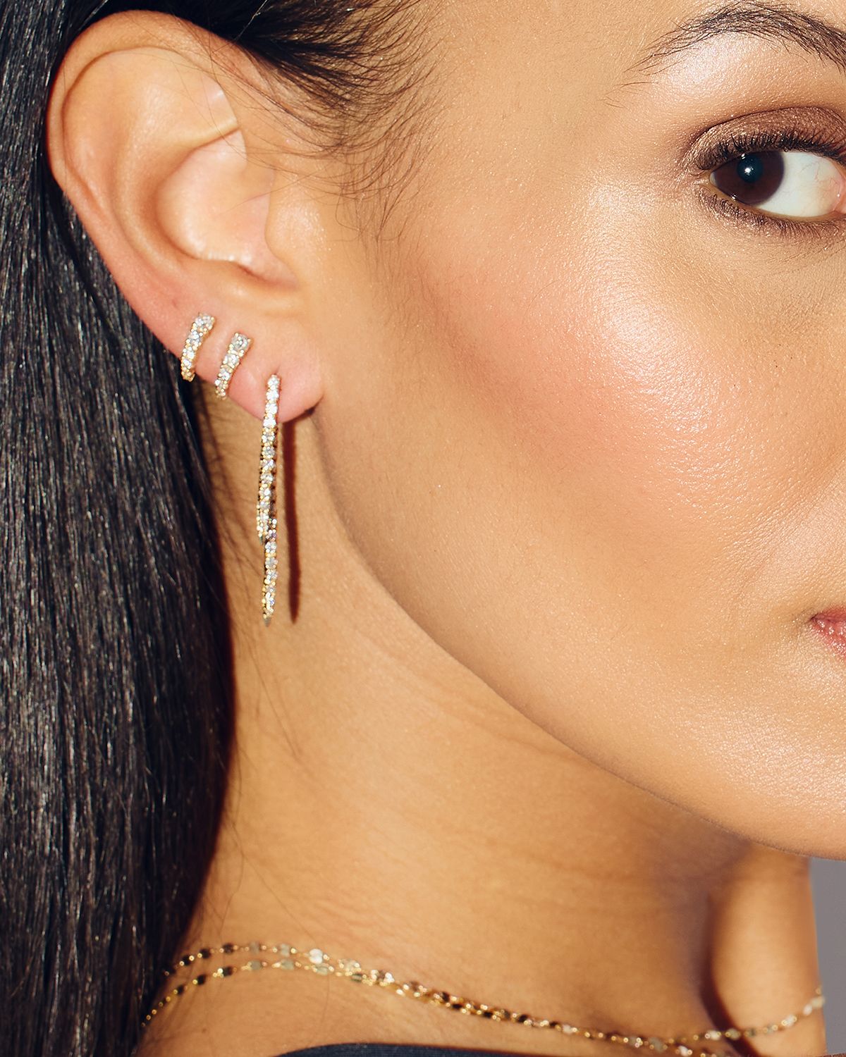 LANA Flawless 14K Gold Graduating Diamond Tennis Earrings