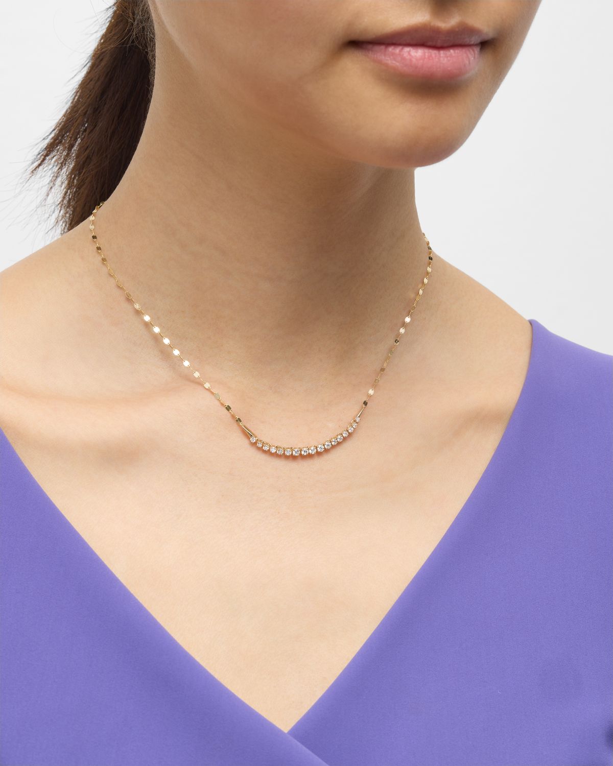 LANA 14K Gold Flawless Graduating Diamond Tennis Necklace