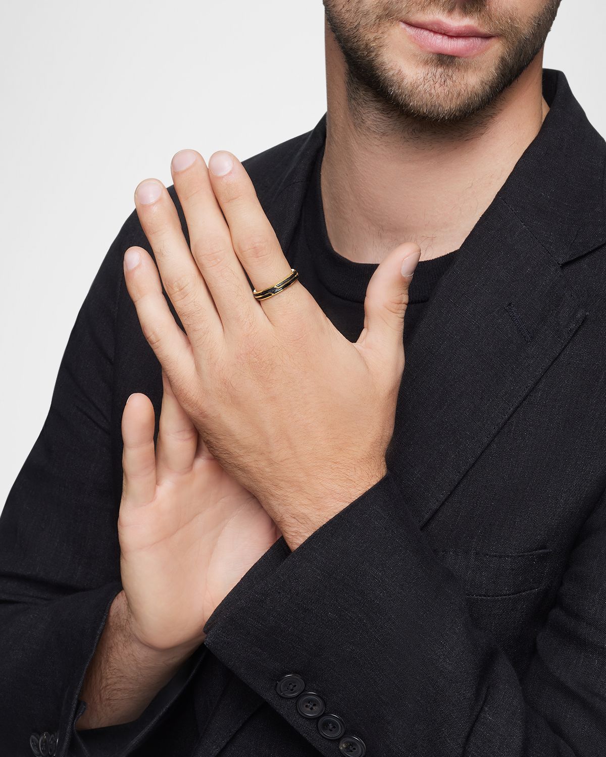 David Yurman Men 's Forged Carbon Band Ring in 18K Gold, 4mm