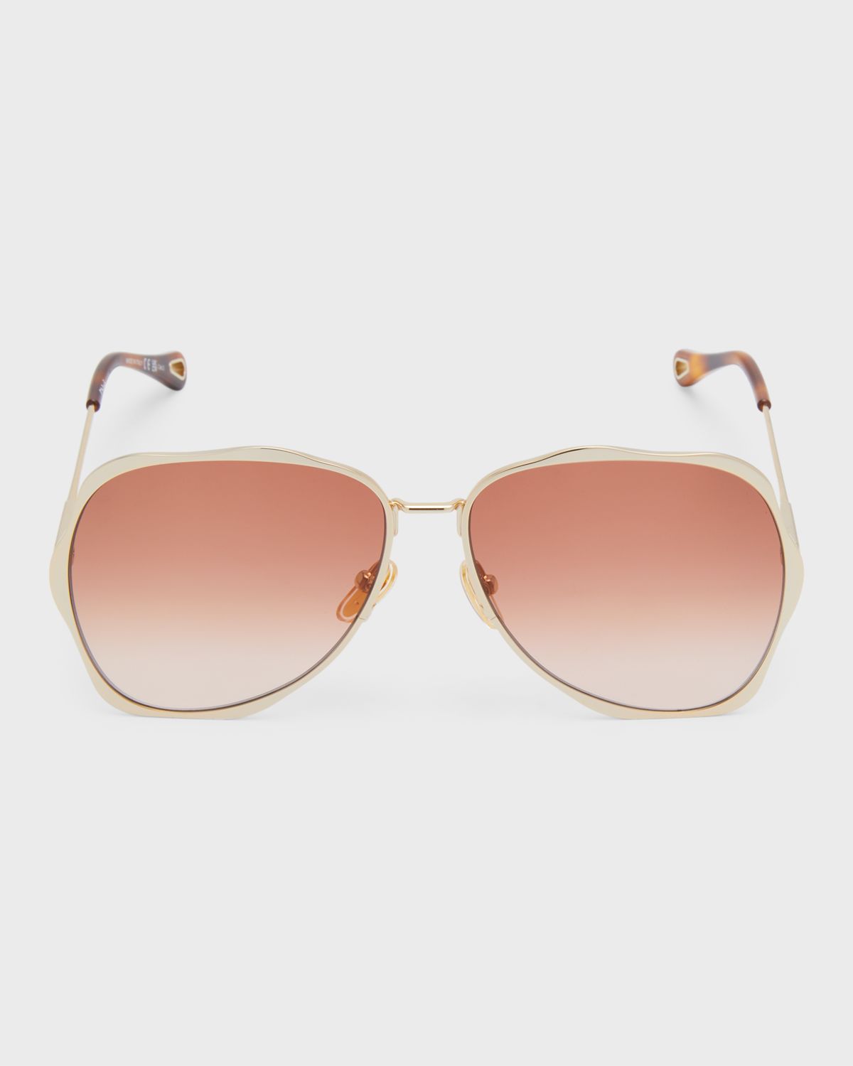 Chloe Golden Tortoiseshell Metal Aviator Sunglasses