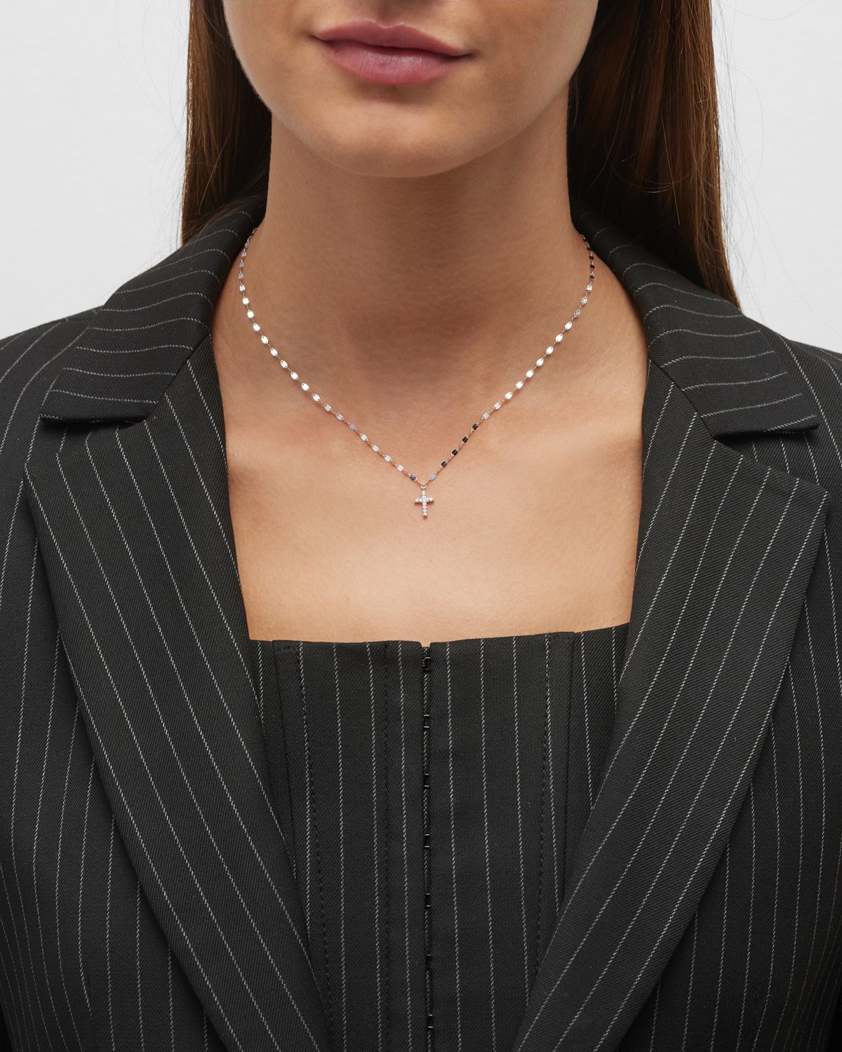 LANA 14K Gold Flawless Mini Cross Pendant Necklace