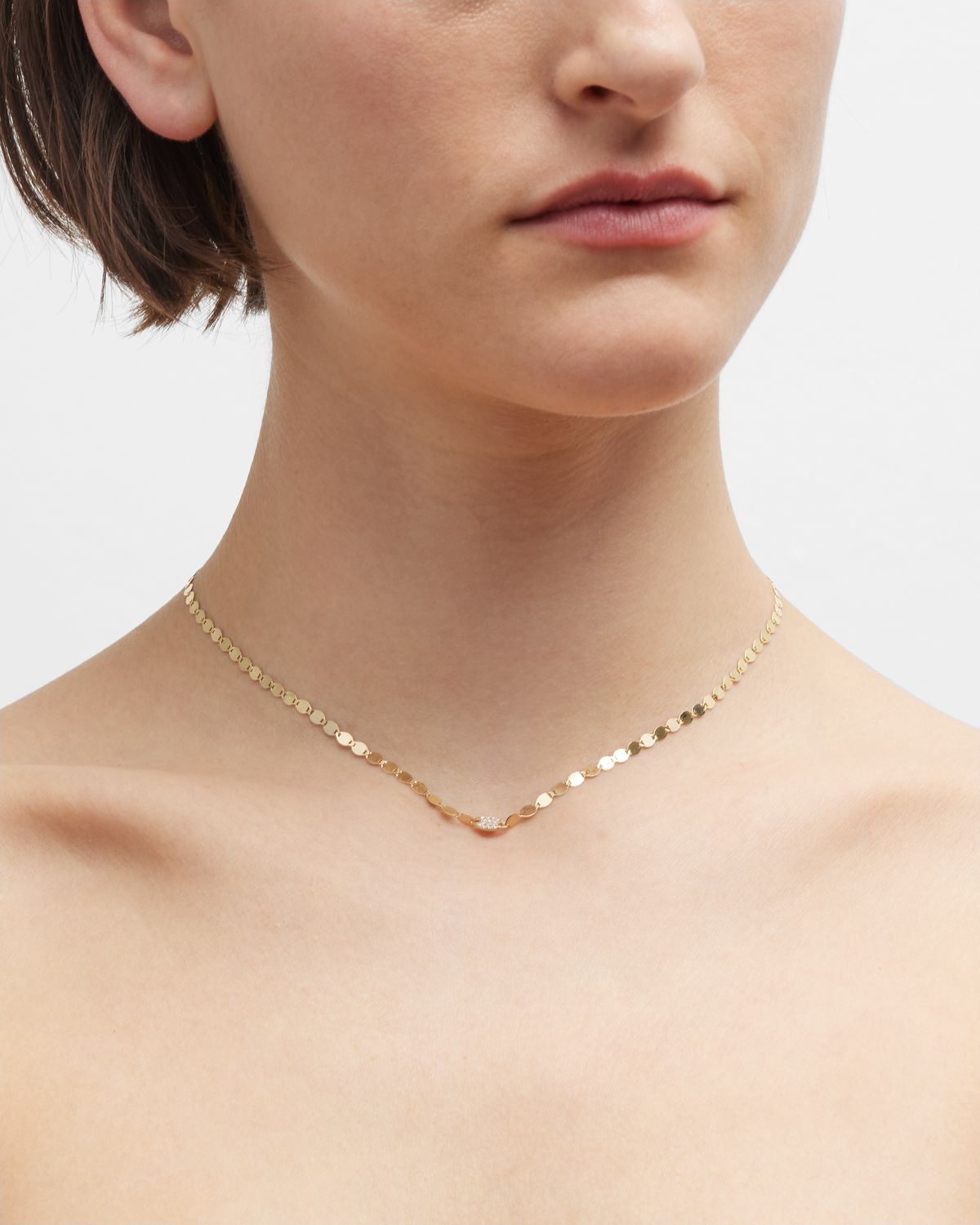 LANA 14K Gold Diamond Disc Necklace