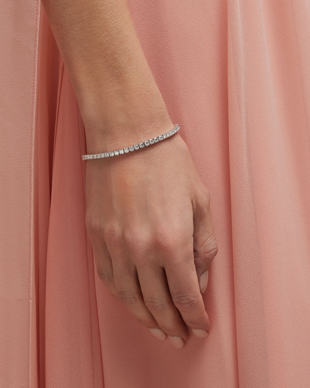 Neiman Marcus Diamonds 18K White Gold Diamond Tennis Bracelet, 7"L, 5.3tcw