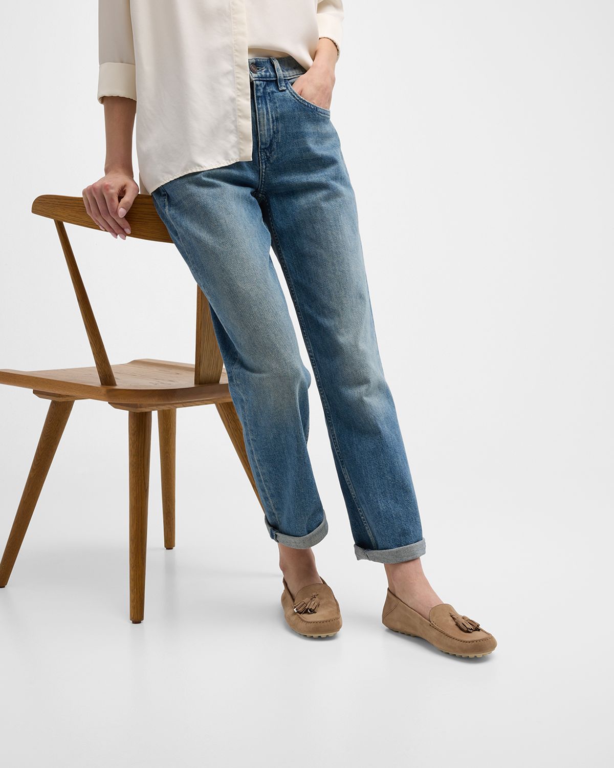 Loro Piana Suede Tassel Moccasin Loafers