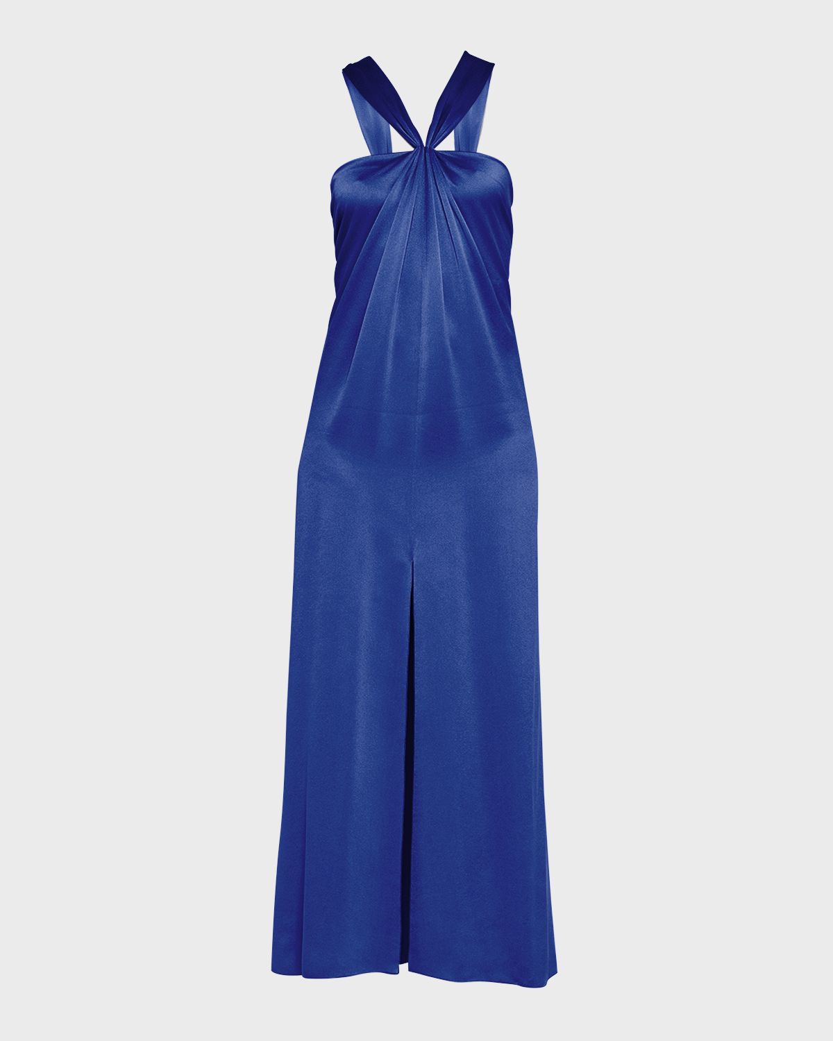 Giorgio Armani Pleated Halter Slit-Hem Silk Gown