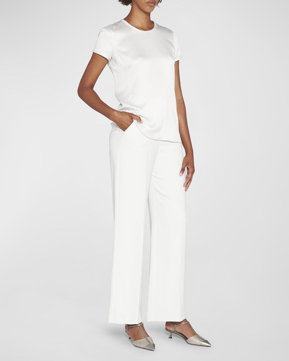 Giorgio Armani Crewneck Short-Sleeve Silk T-Shirt