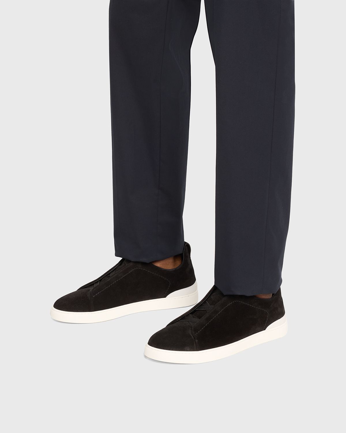 ZEGNA Men 's Triple Stitch Suede Sneakers