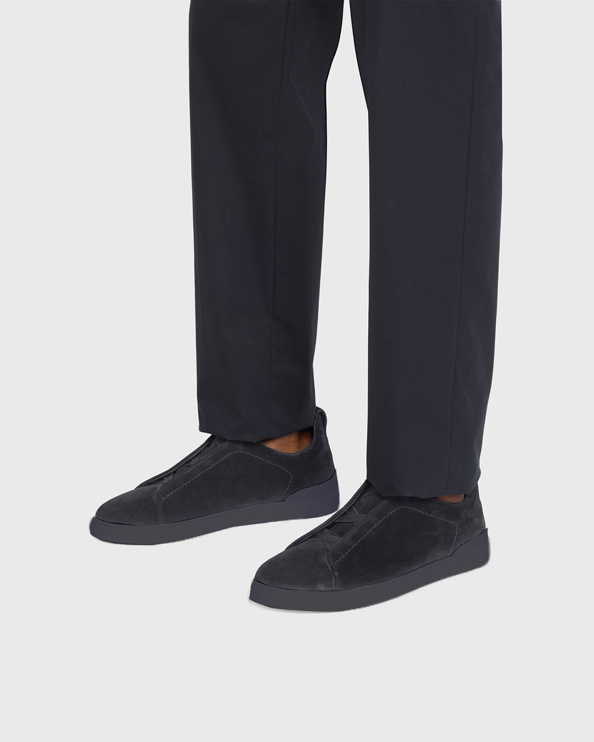 ZEGNA Men 's Triple Stitch Suede Sneakers