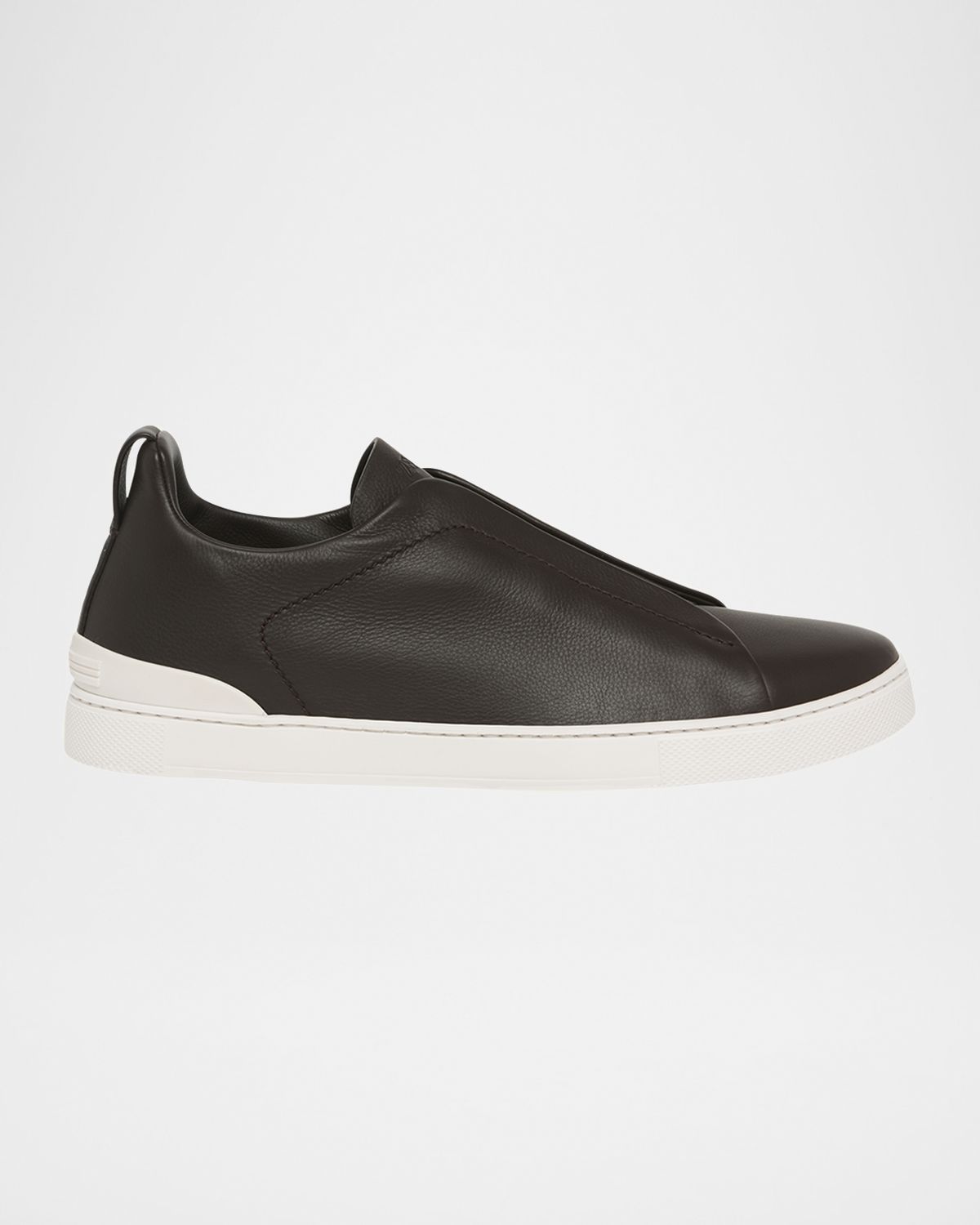ZEGNA Men 's Triple Stitch Deerskin Leather Slip-On Sneakers