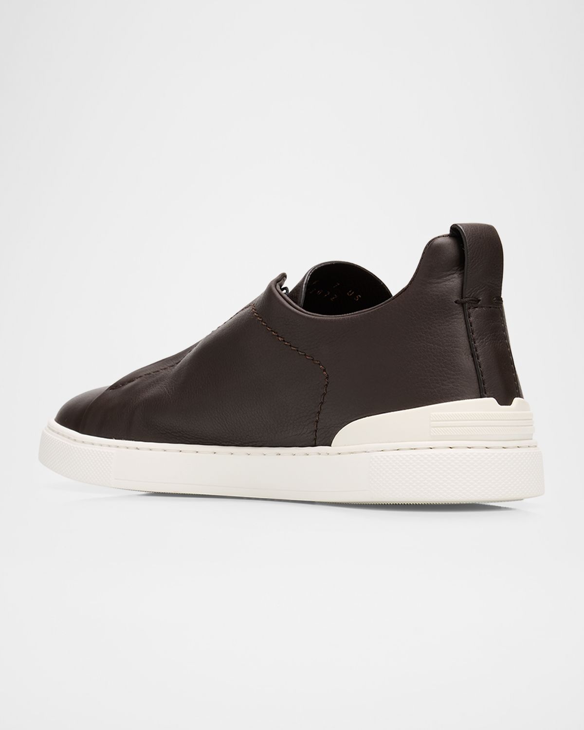 ZEGNA Men 's Triple Stitch Deerskin Leather Slip-On Sneakers | Thumbnail 5