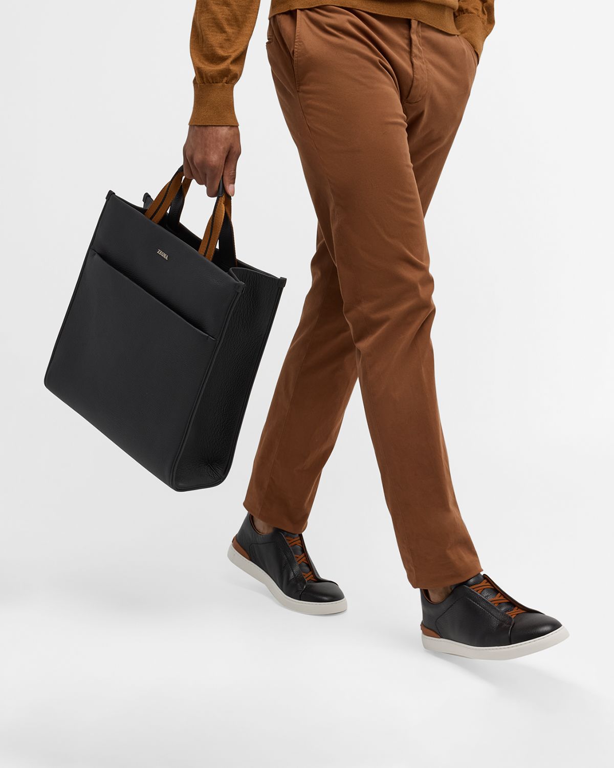 ZEGNA Men 's Triple Stitch Deerskin Leather Sneakers | Thumbnail 8 ZEGNA Men 's Triple Stitch Deerskin Leather Sneakers | Thumbnail 8