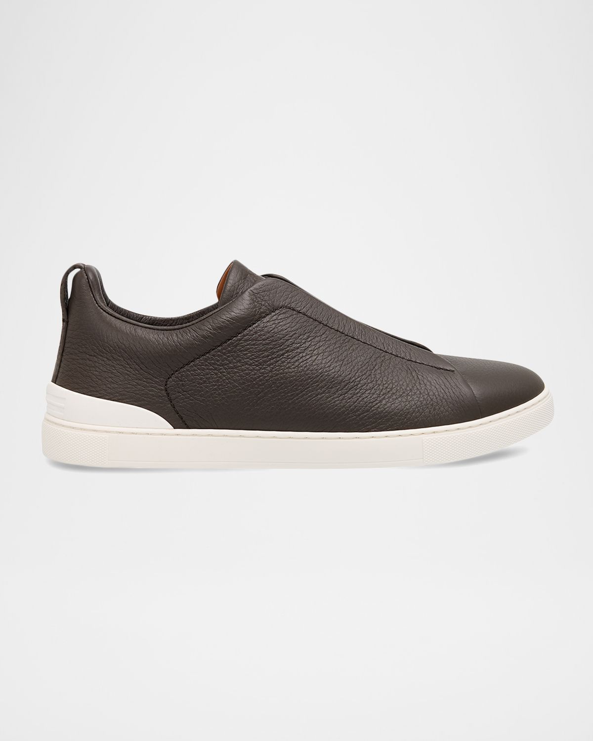 ZEGNA Men 's Triple Stitch Deerskin Leather Sneakers