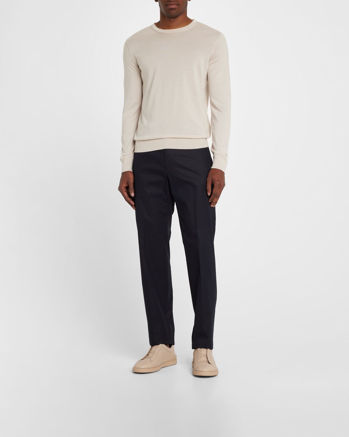 ZEGNA Men 's Triple Stitch Deerskin Leather Sneakers