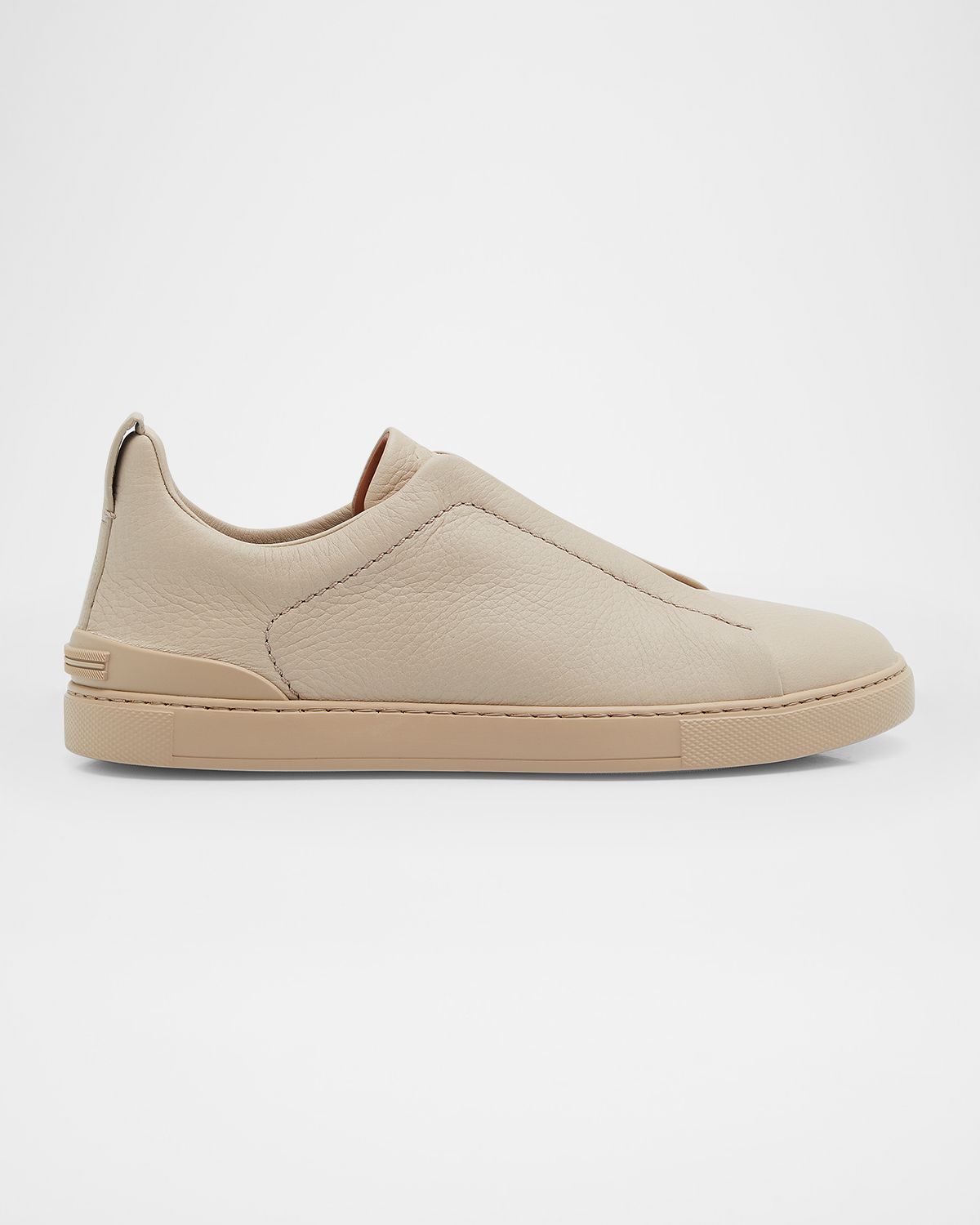ZEGNA Men 's Triple Stitch Deerskin Leather Sneakers