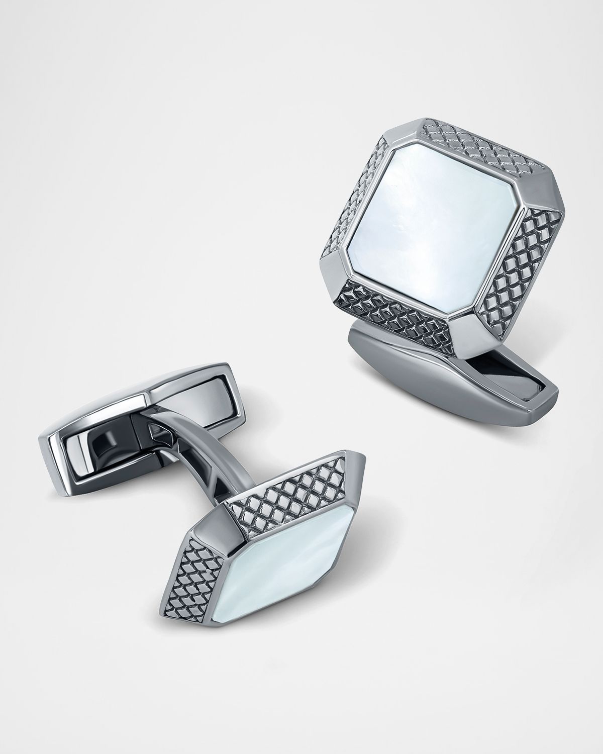 Tateossian Men 's Sterling Silver Mother-of-Pearl Cufflinks