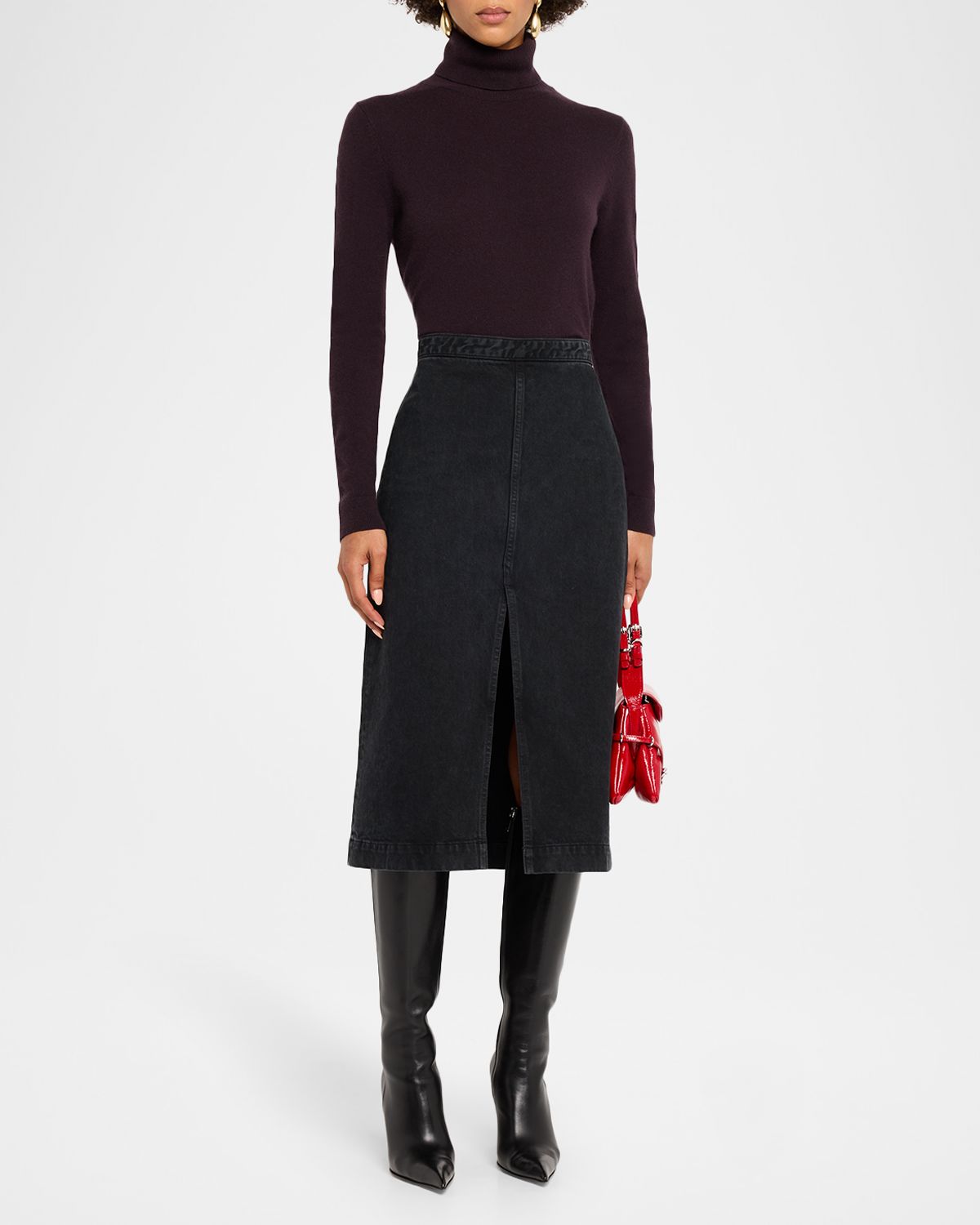 Neiman Marcus Cashmere Collection Cashmere Basic Turtleneck Top