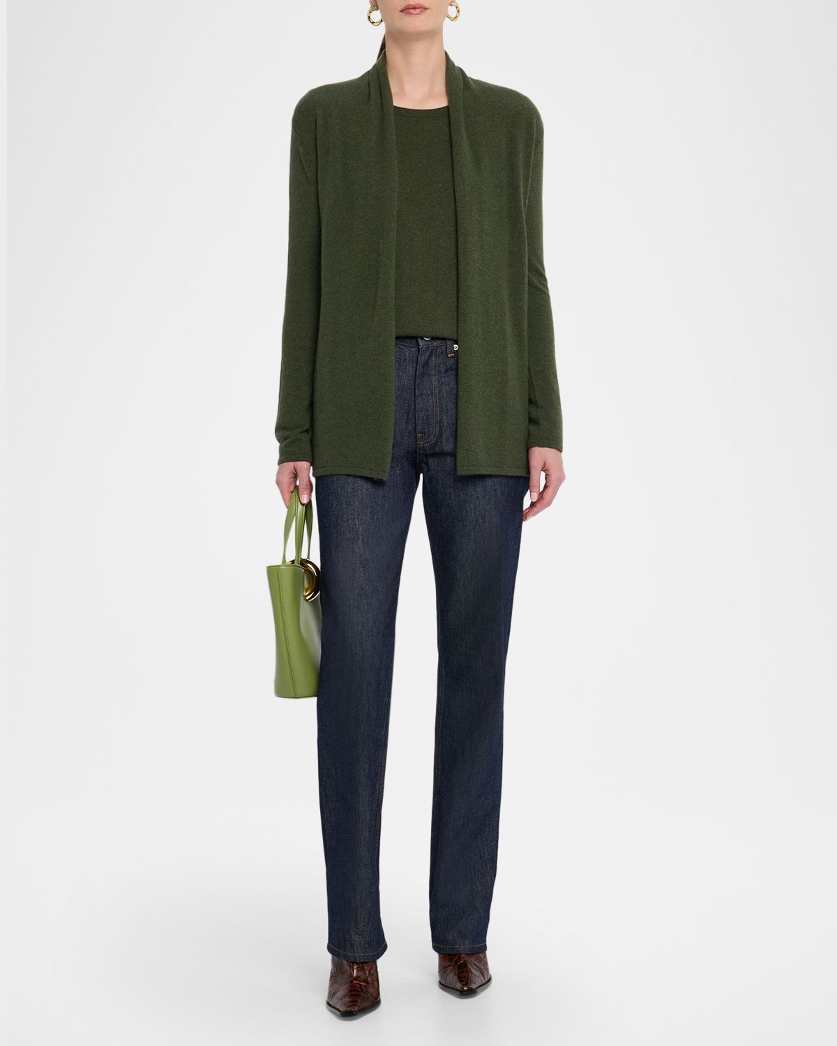 Neiman Marcus Cashmere Collection Cashmere Basic Open Cardigan