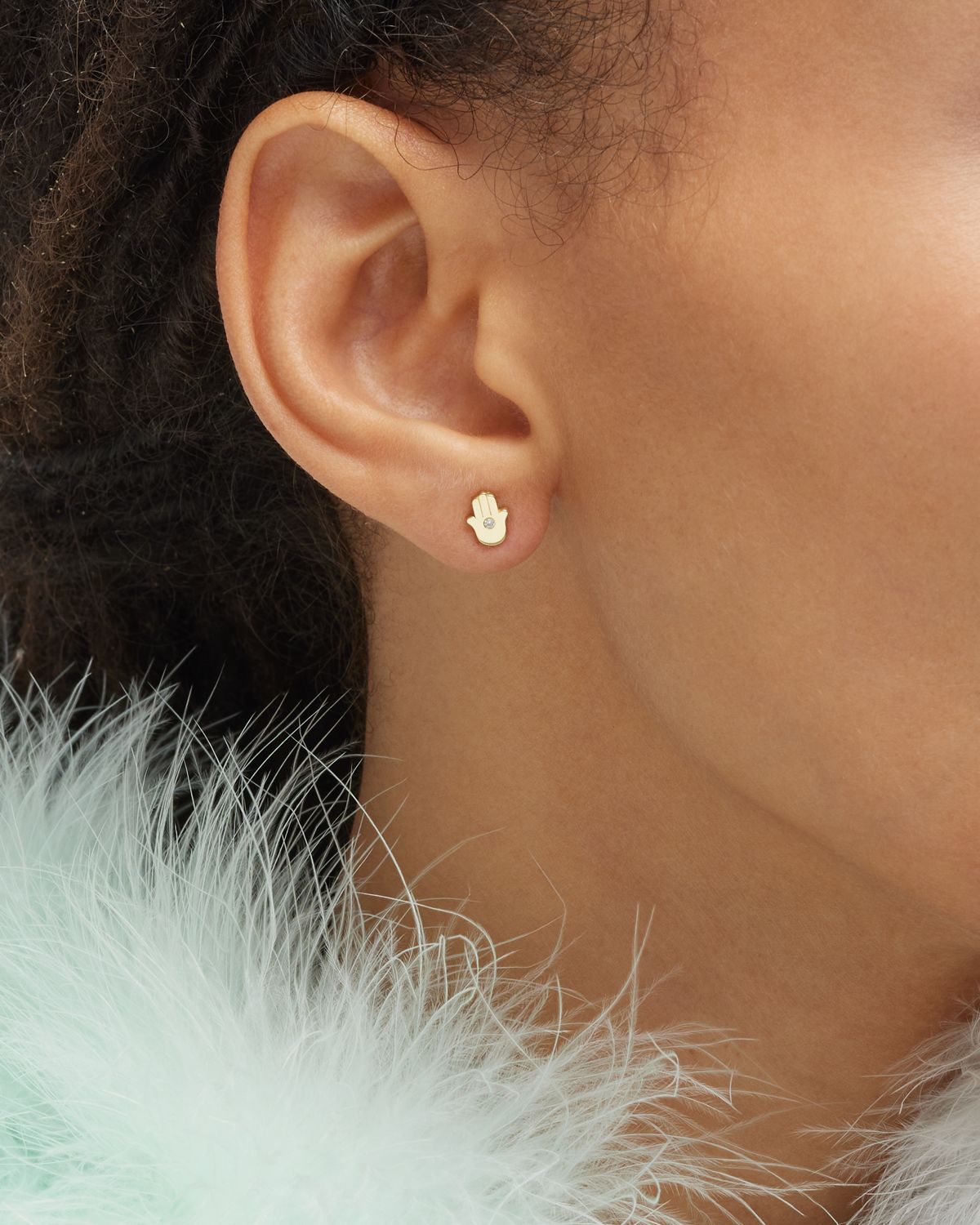 Jennifer Meyer Mini Hamsa Stud Earrings