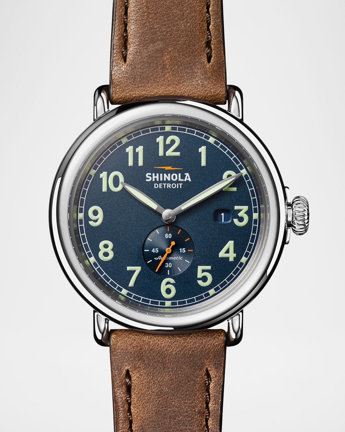 Shinola Runwell Leather Strap Automatic Watch, 45mm