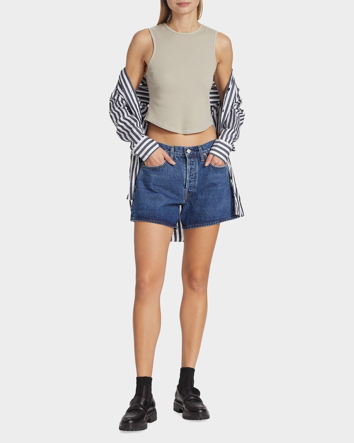AGOLDE Parker Relaxed Denim Shorts - Women's Clothing