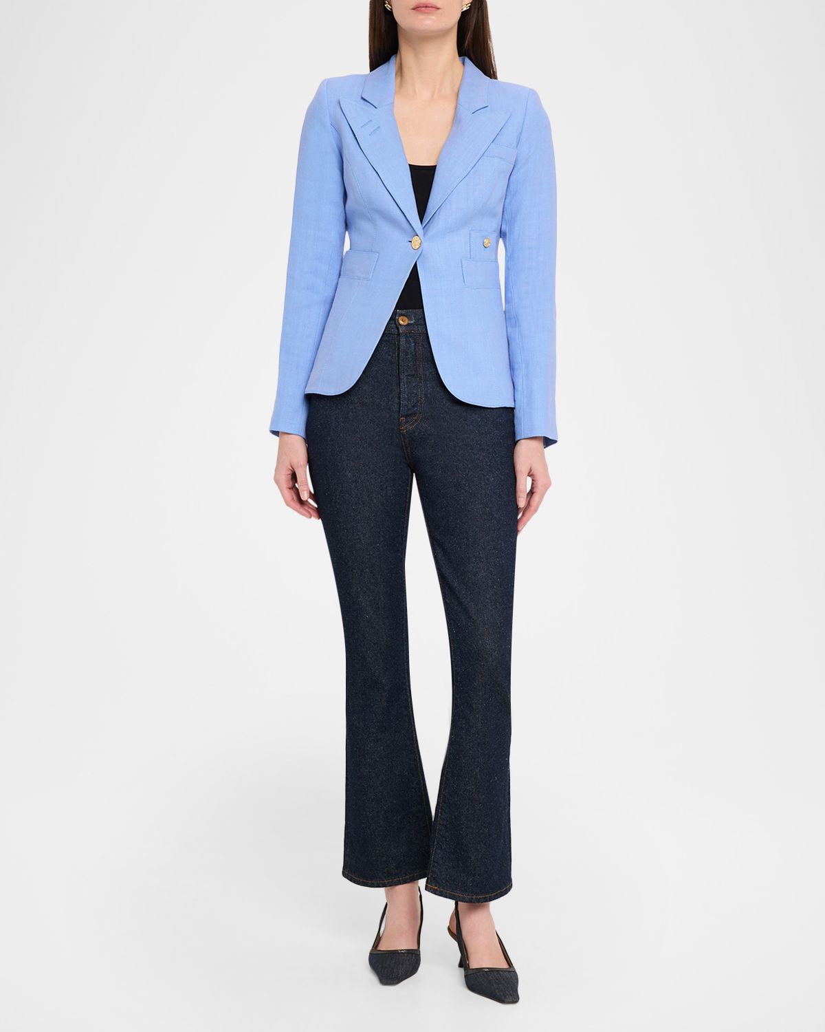 Smythe Duchess Tailored Linen Cutaway Blazer