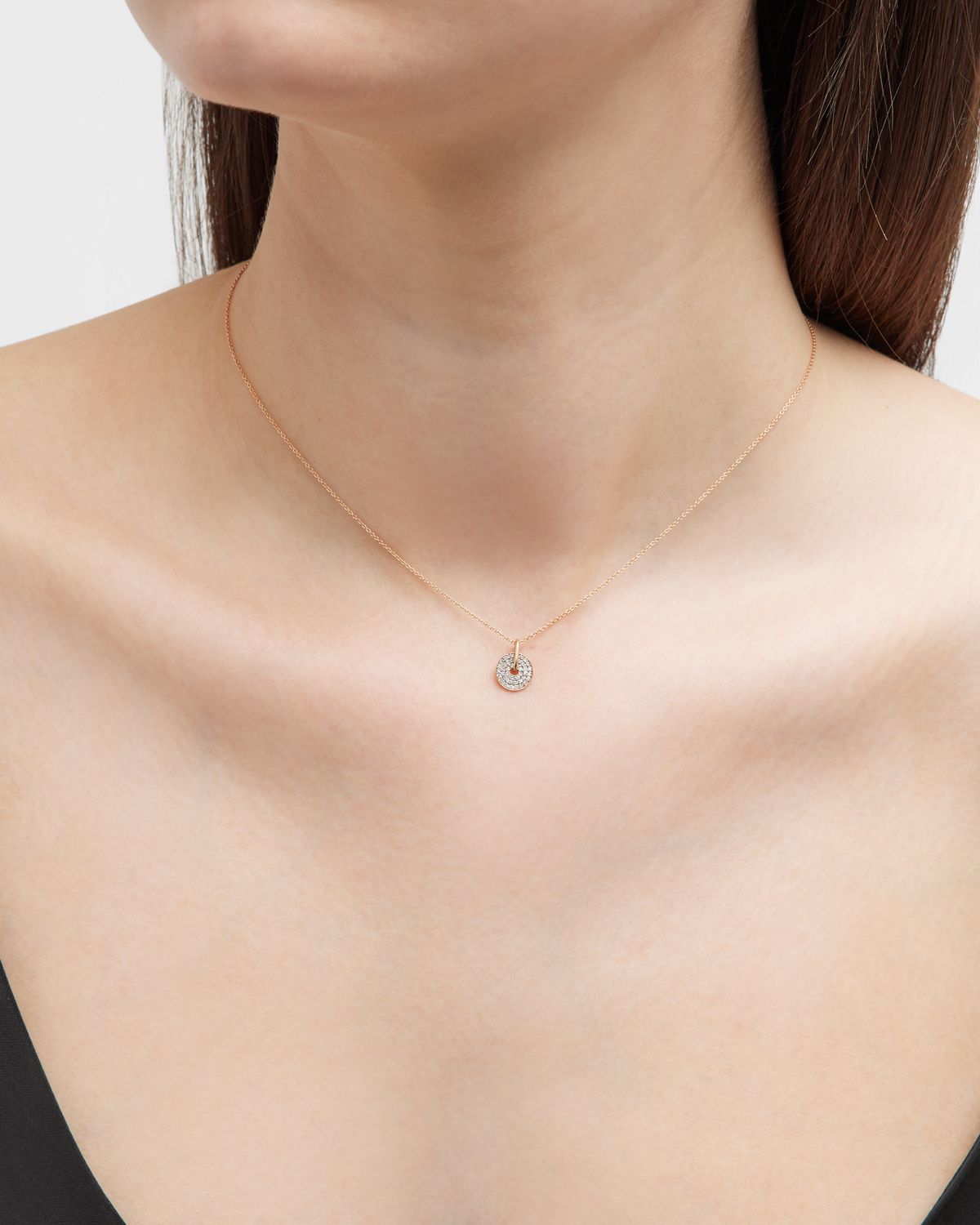 GINETTE NY Mini Diamond Donut On Chain Necklace