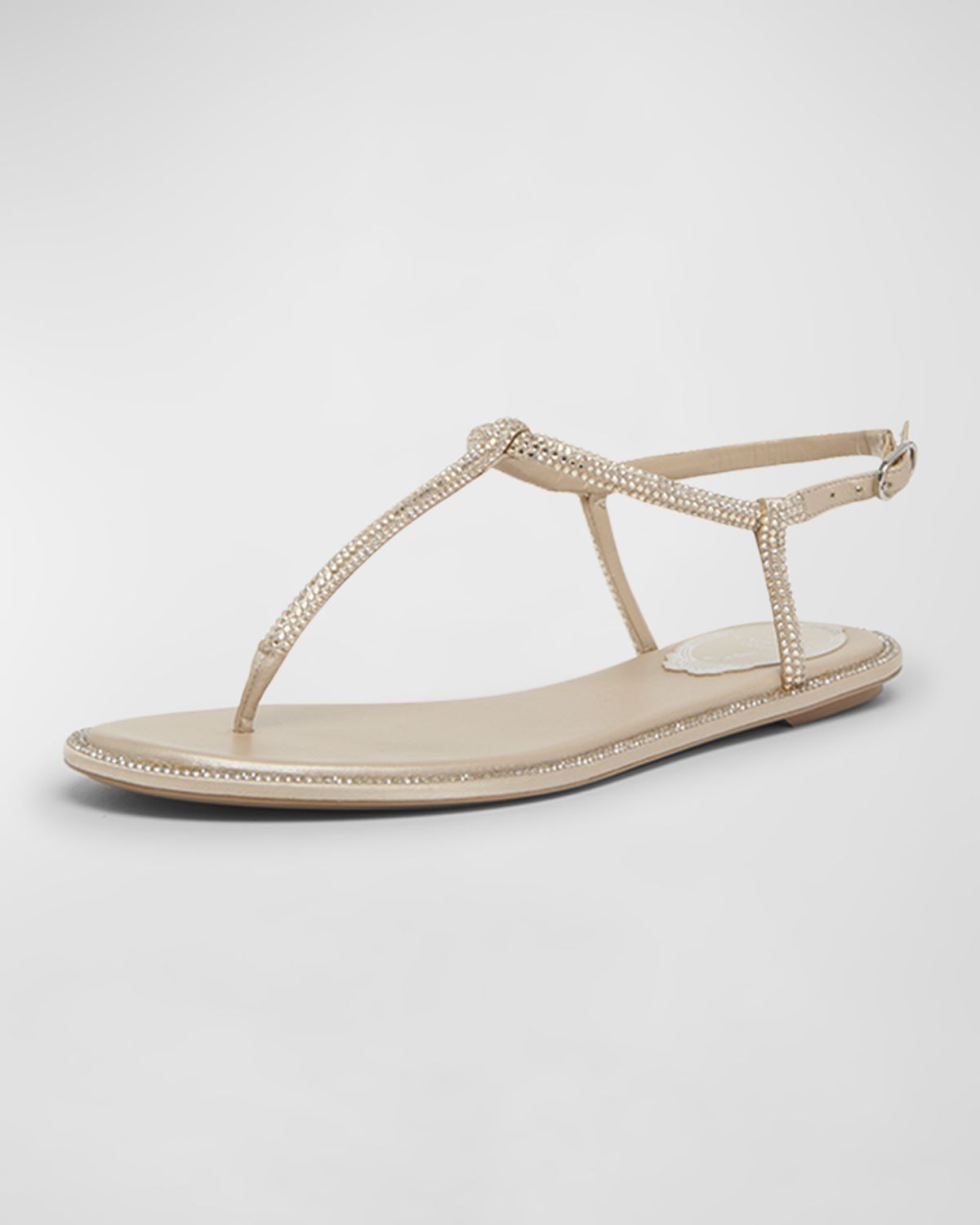 Rene Caovilla Strass T-Strap Thong Sandals