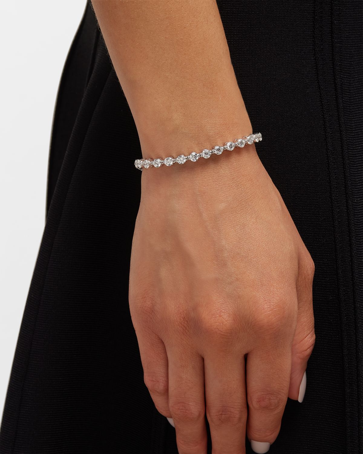 Neiman Marcus Diamonds 18K White Gold Round Diamond Tennis Bracelet, 8.37tcw, 7"L