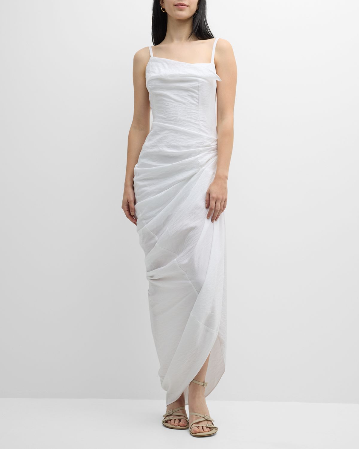 Jacquemus La Robe Saudade Longue Ruched Maxi Dress
