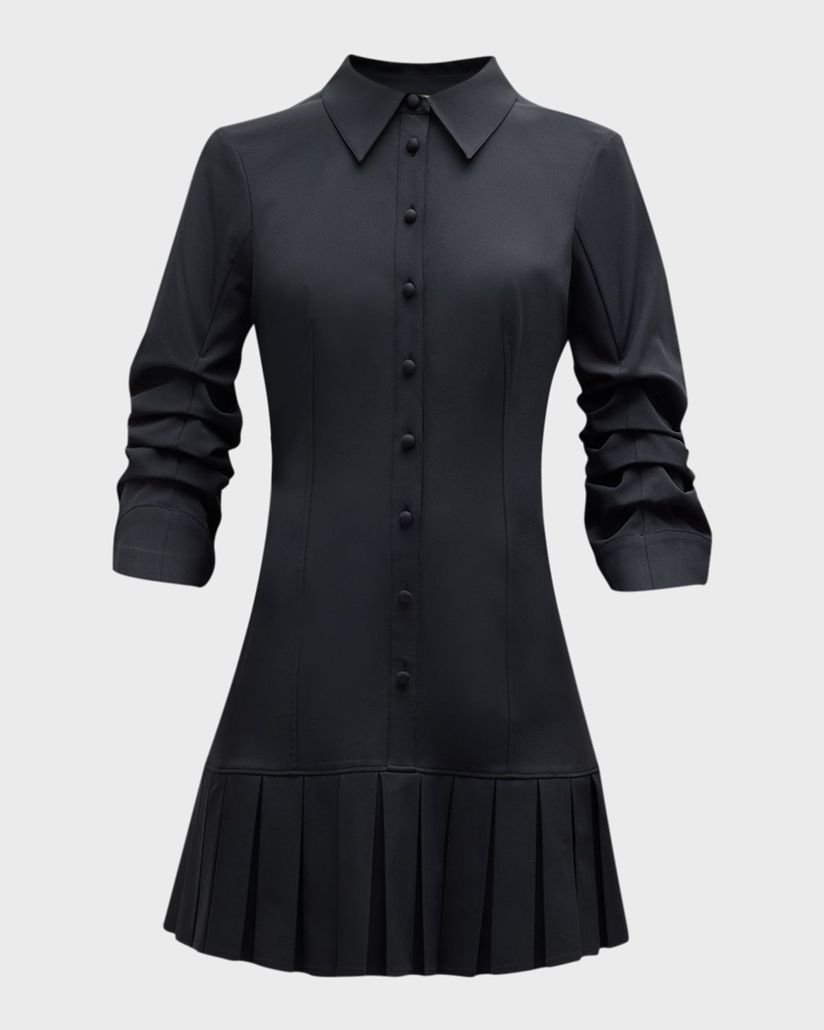 Cinq a Sept Lucilla Topstitched Pleated-Hem Mini Shirtdress