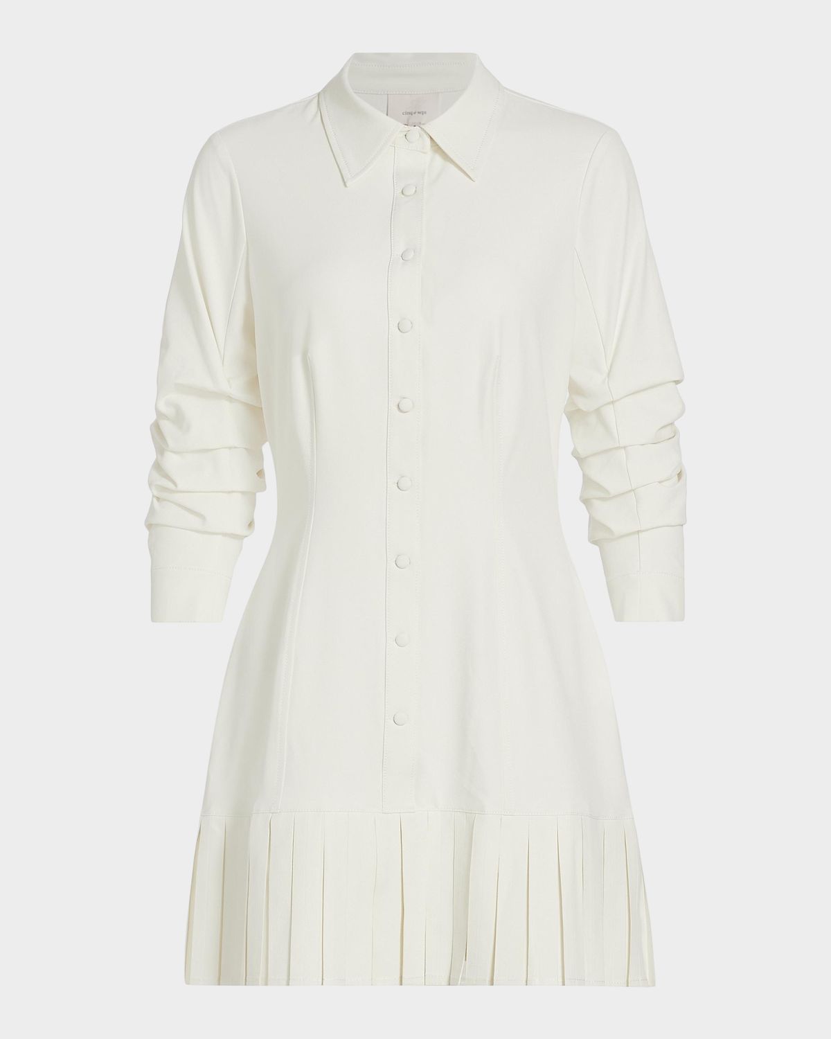 Cinq a Sept Lucilla Topstitched Pleated-Hem Mini Shirtdress