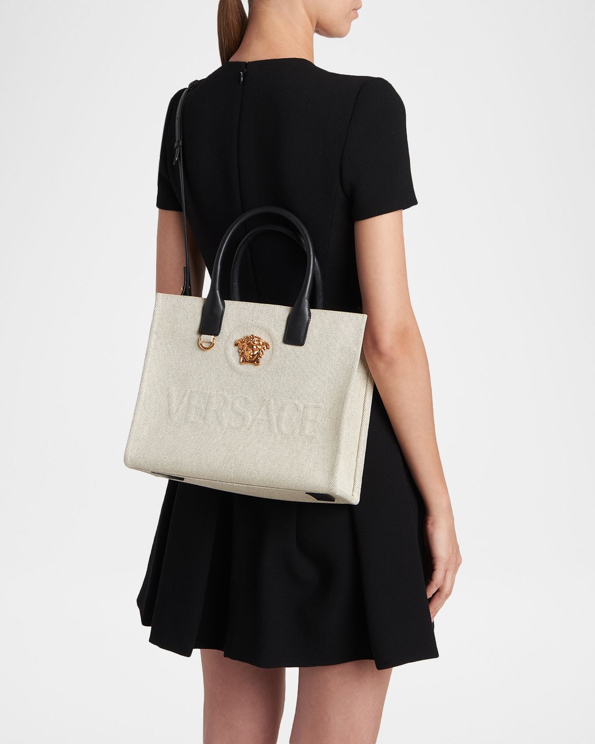 Versace La Medusa Small Canvas Tote Bag