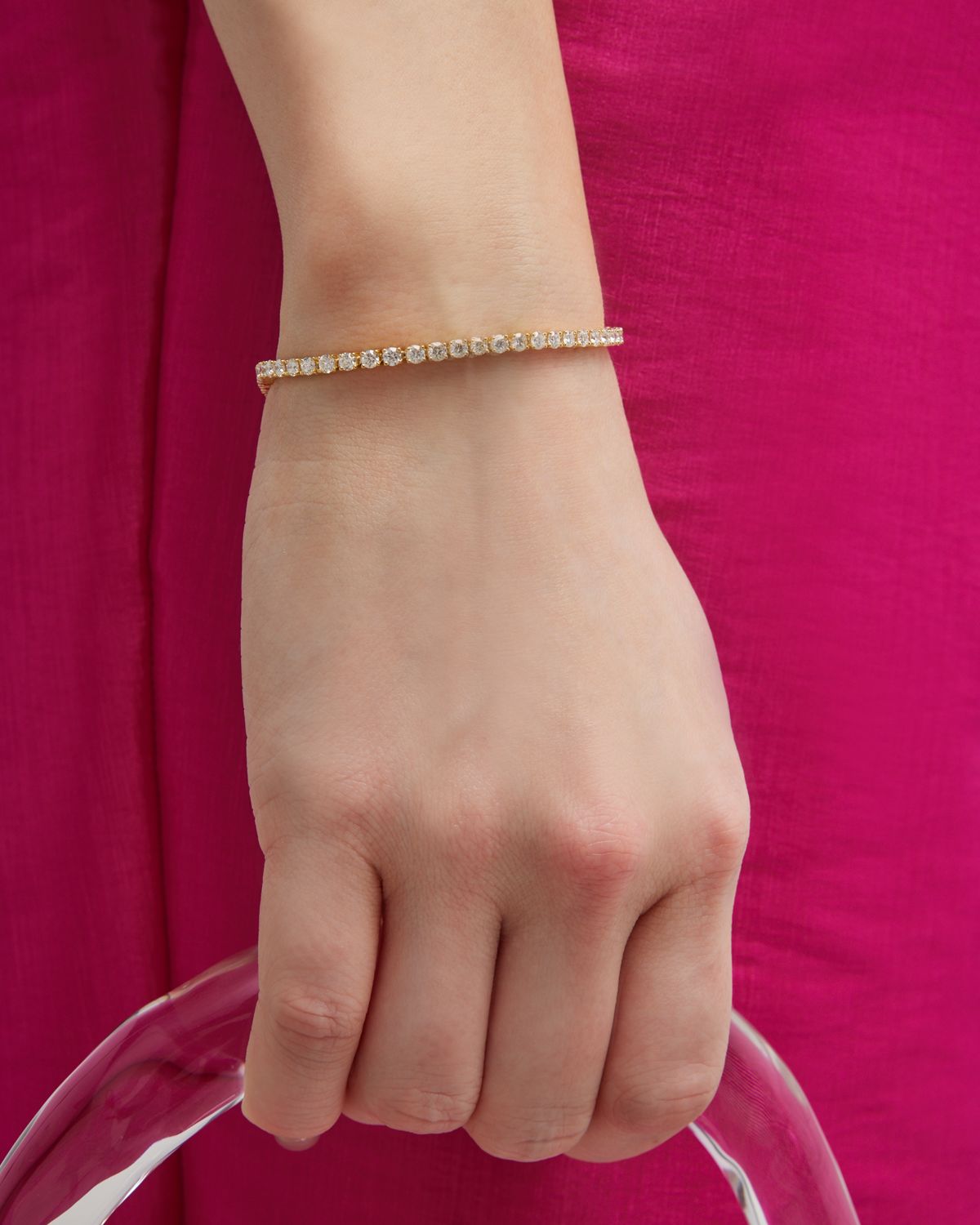 Neiman Marcus Diamonds 18K Yellow Gold GH/SI Diamond 4-Prong Bracelet, 7"L, 4.48tcw