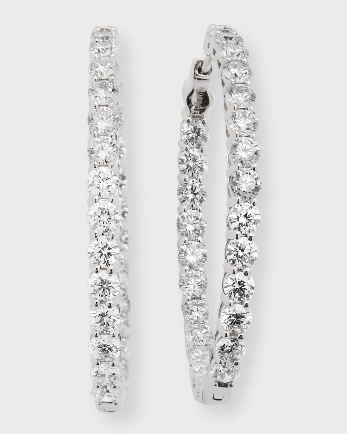 Neiman Marcus Diamonds 18K White Gold Round Diamond GH/SI Medium Hoop Earrings, 5.25tcw, 1.25"