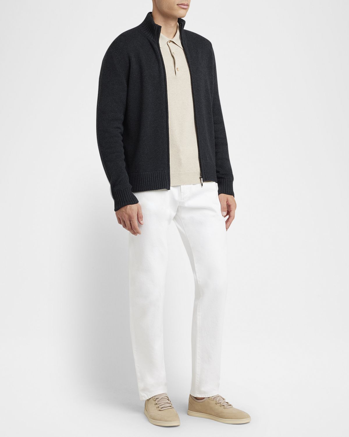 Loro Piana Men's Cashmere Parksville Full-Zip Sweater