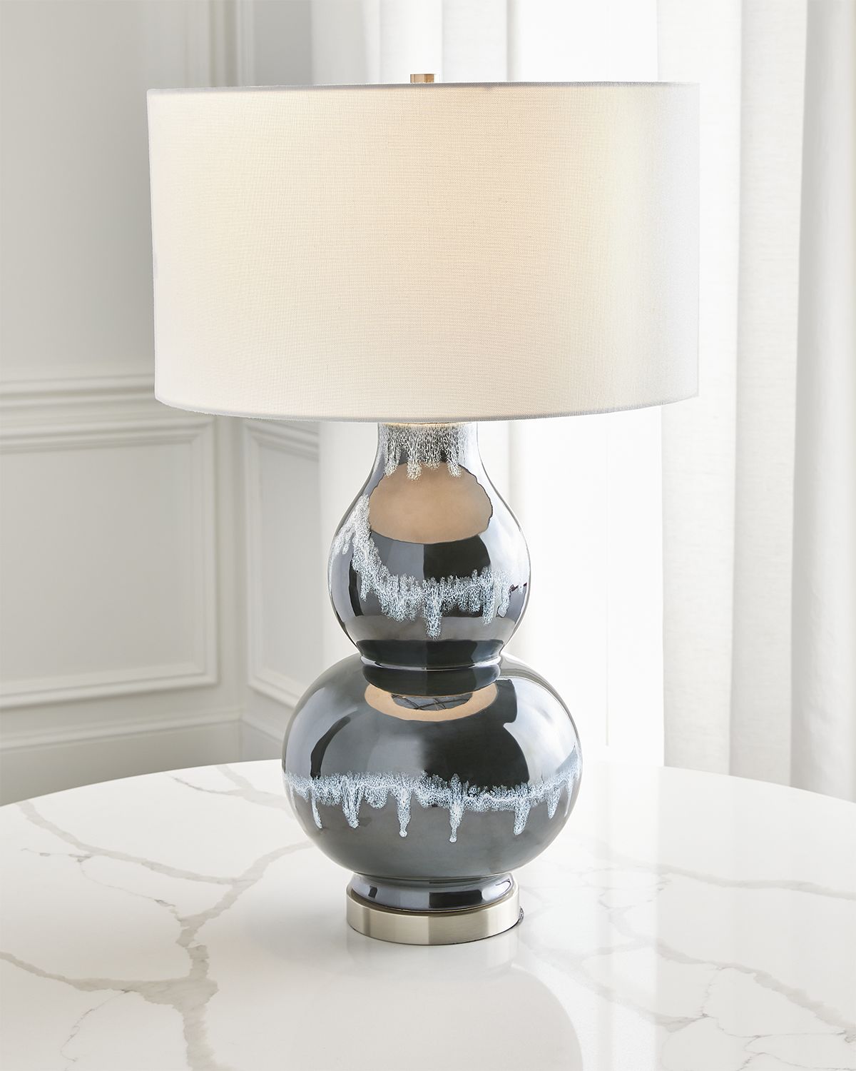 John-Richard Collection Navy Blue Rain Ceramic Table Lamp