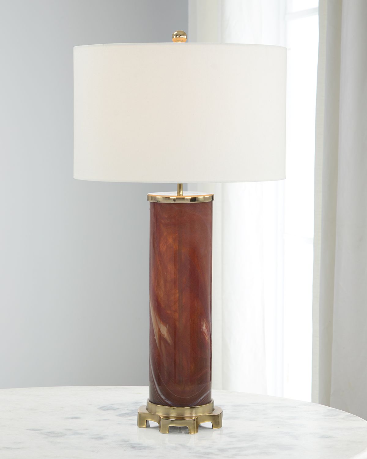 John-Richard Collection Burnt Sienna Marbled Glass Table Lamp
