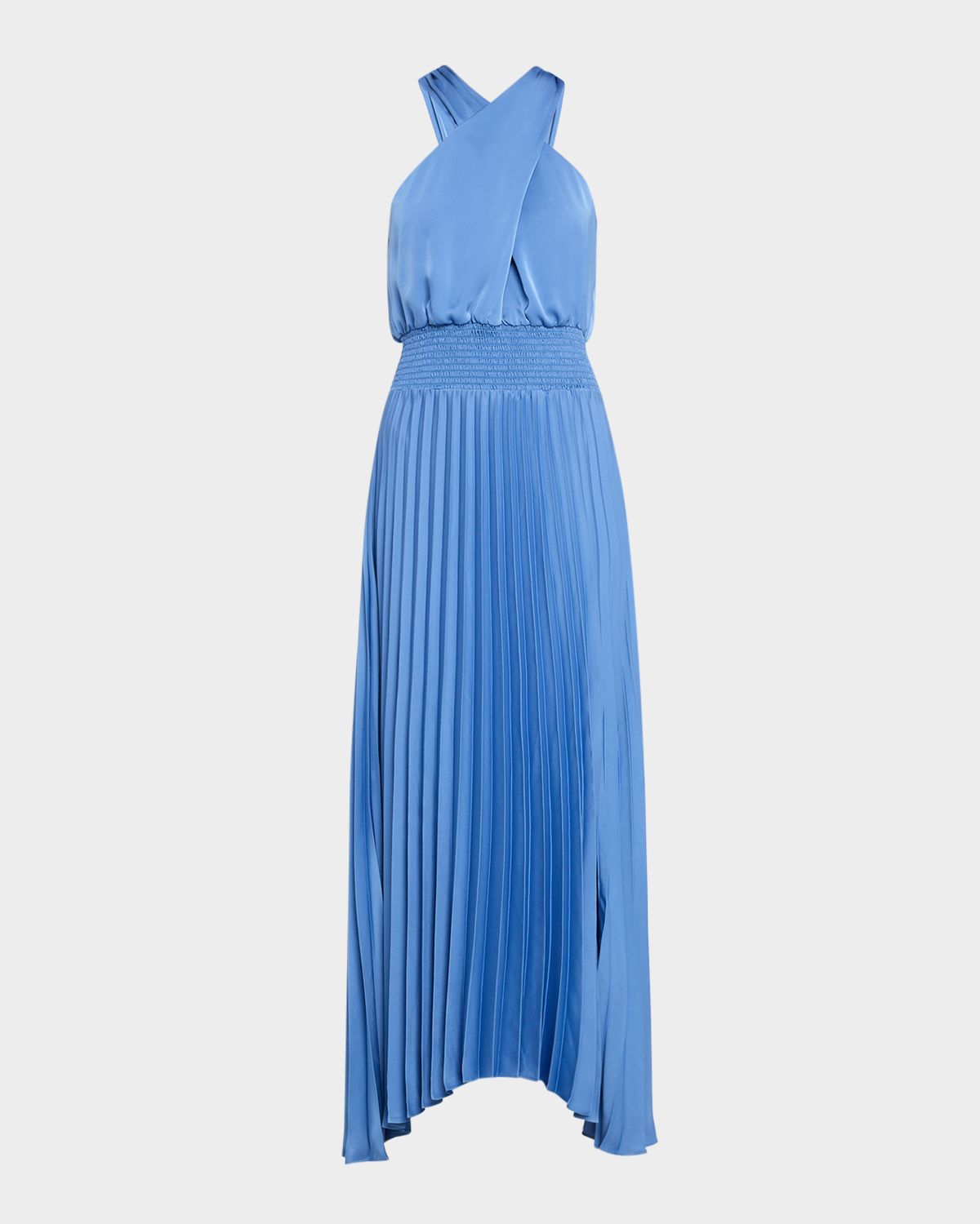 Ramy Brook Arina Pleated Halter Midi Dress