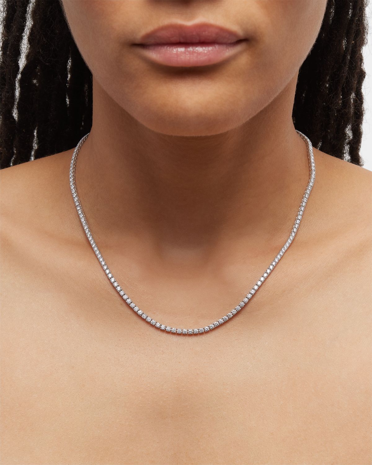 Neiman Marcus Diamonds 18K White Gold Round Diamond Tennis Necklace