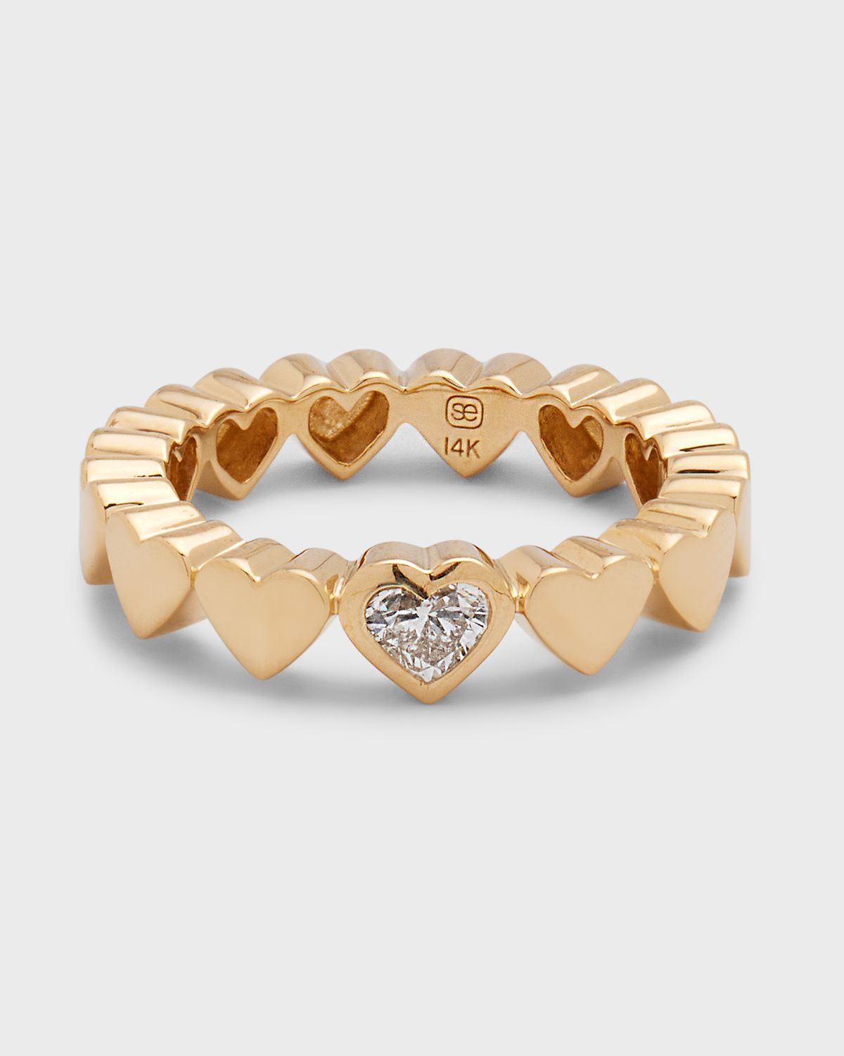 Sydney Evan 14k Yellow Gold Single Diamond Heart Ring, Size 6.5