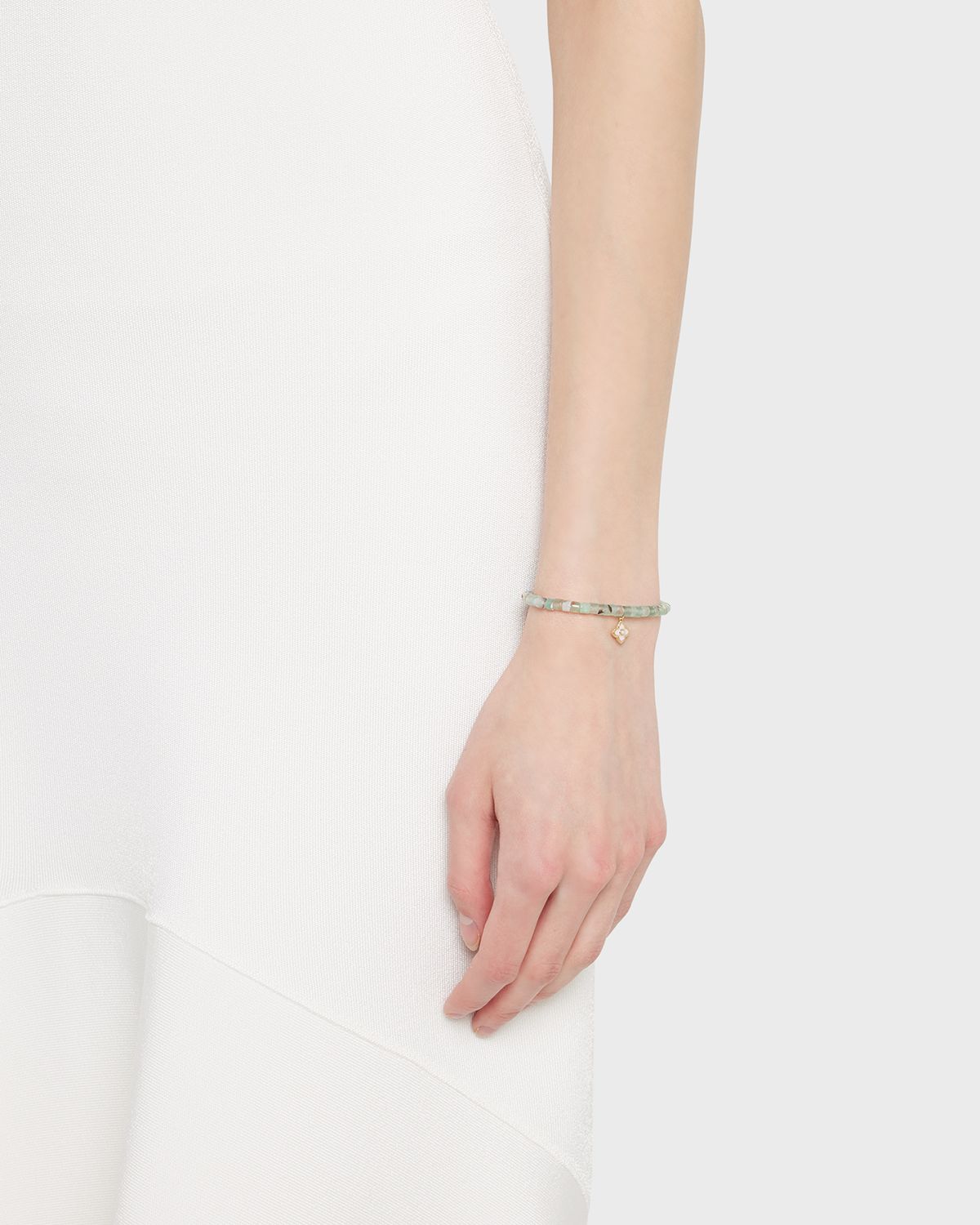 Sydney Evan 14k Gold Moroccon Beaded Bracelet with Pearl Charm