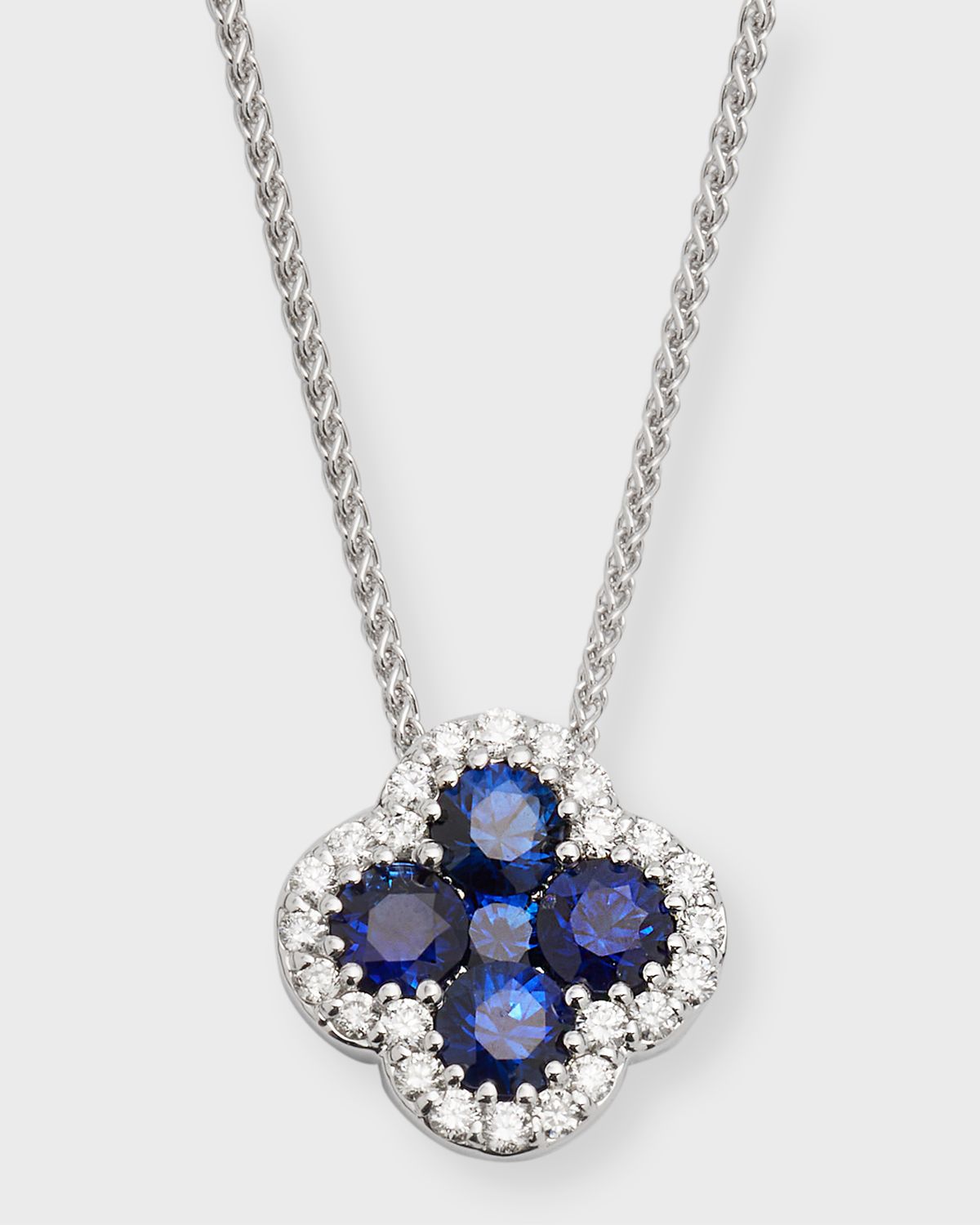 Neiman Marcus Diamonds 18k White Gold Diamond and Sapphire Pendant Necklace