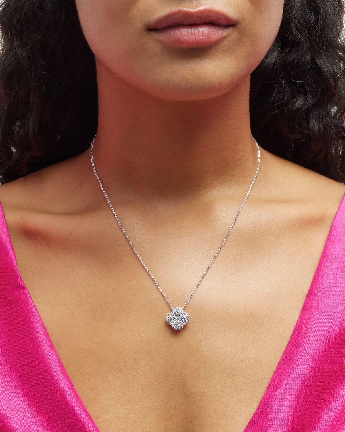 Neiman Marcus Diamonds 18k White Gold Diamond Pendant Necklace, 18"L, 1.93tcw