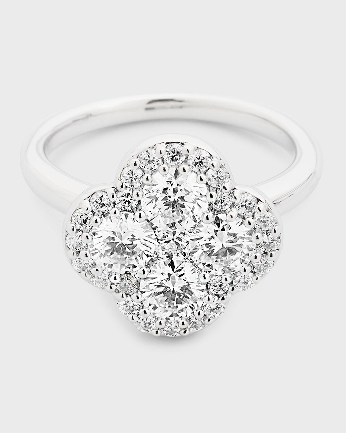 Neiman Marcus Diamonds 18K White Gold Diamond Flower Ring, Size 6.75, 1.93tcw