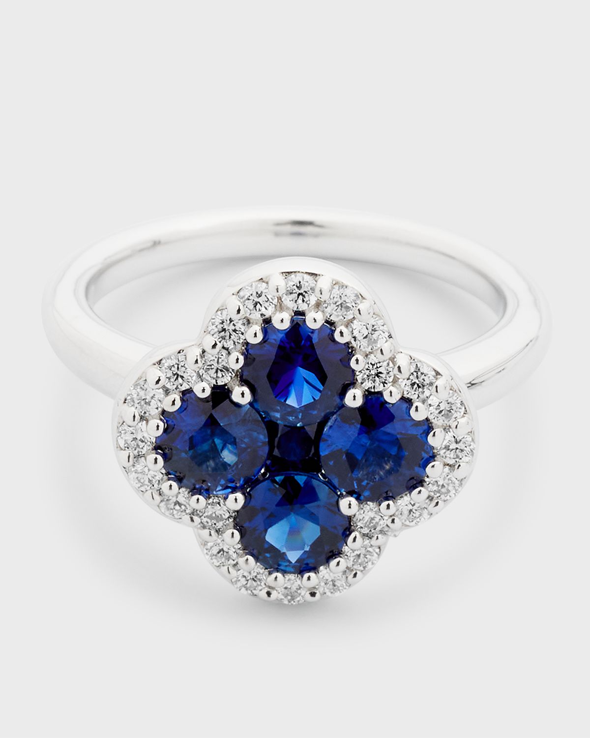 Neiman Marcus Diamonds 18K Blue Sapphire and Diamond Flower Ring, Size 6.75, 2.31tcw