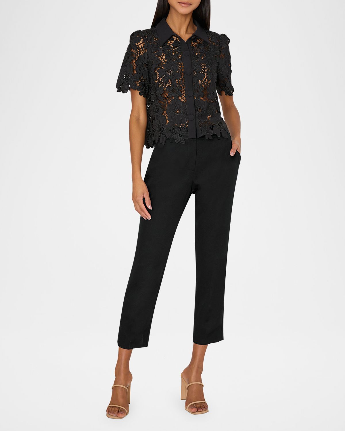 Milly Nicola Cropped Slim Cady Pants