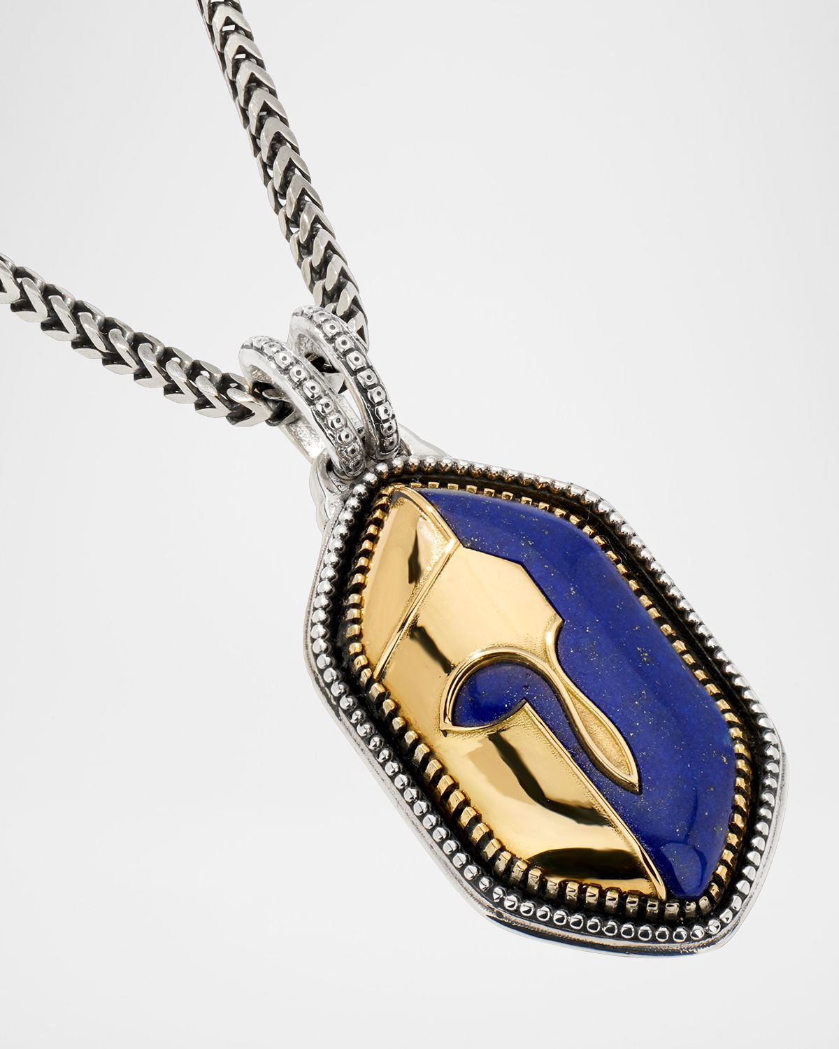 Konstantino Men 's Silver & Gold Freeform Pendant with Lapis
