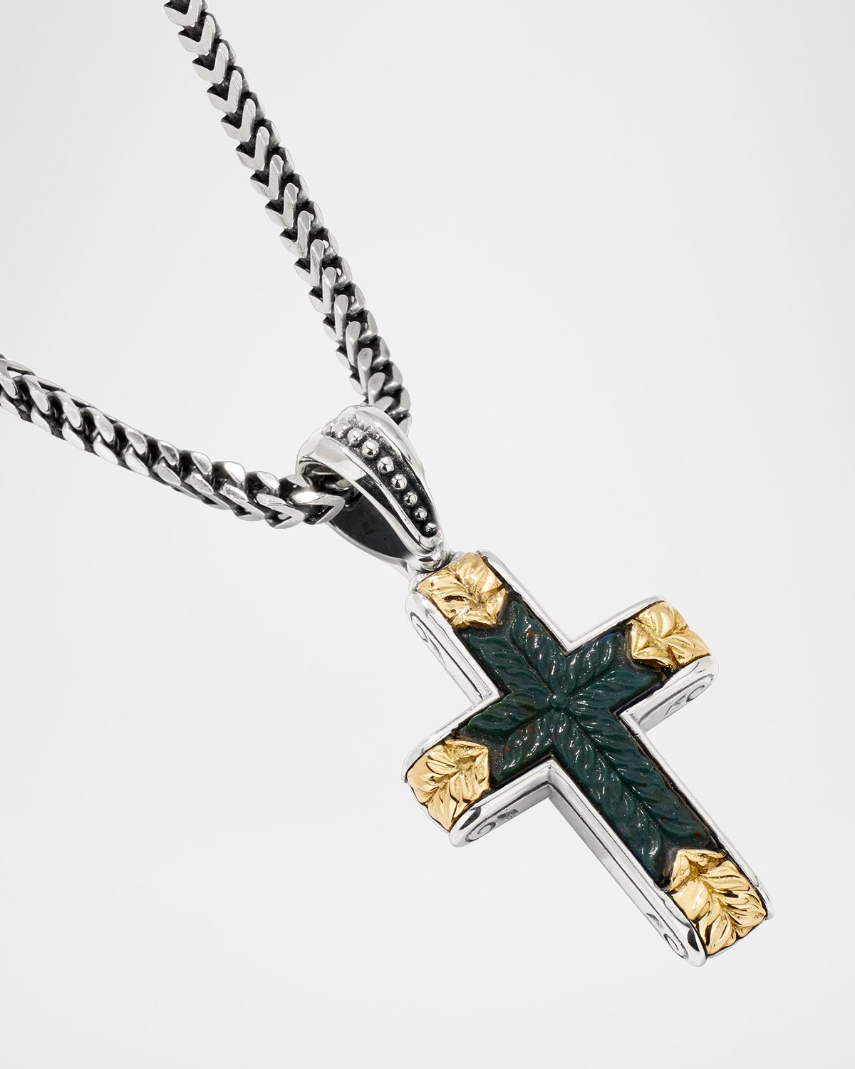 Konstantino Men 's Two-Tone Bloodstone Cross Pendant