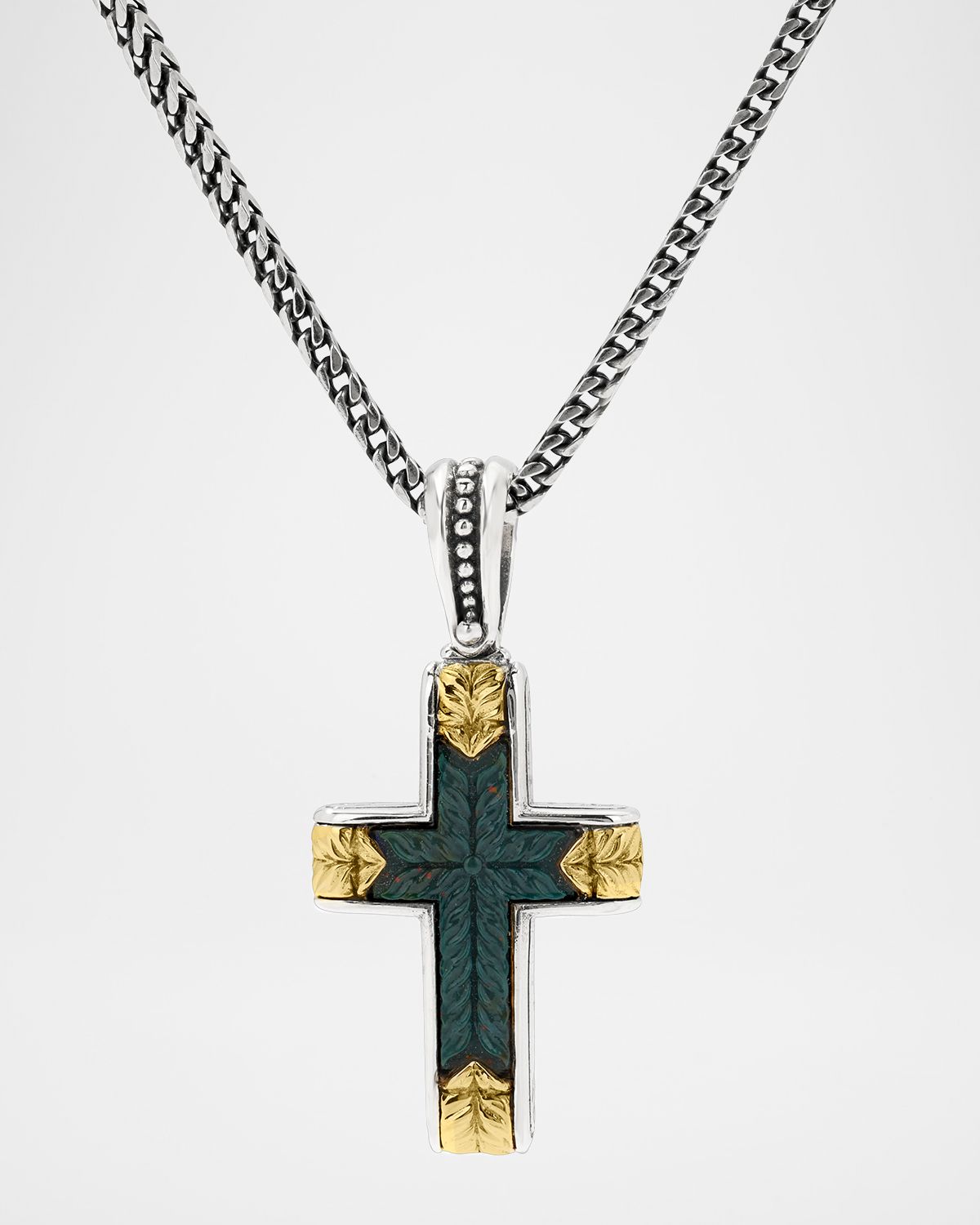 Konstantino Men 's Two-Tone Bloodstone Cross Pendant
