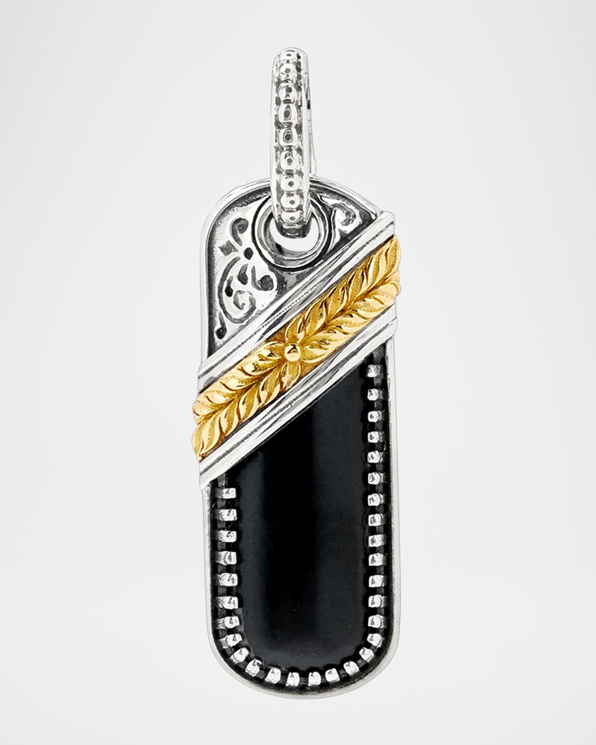 Konstantino Men 's Silver & Gold Oblong Pendant with Black Onyx